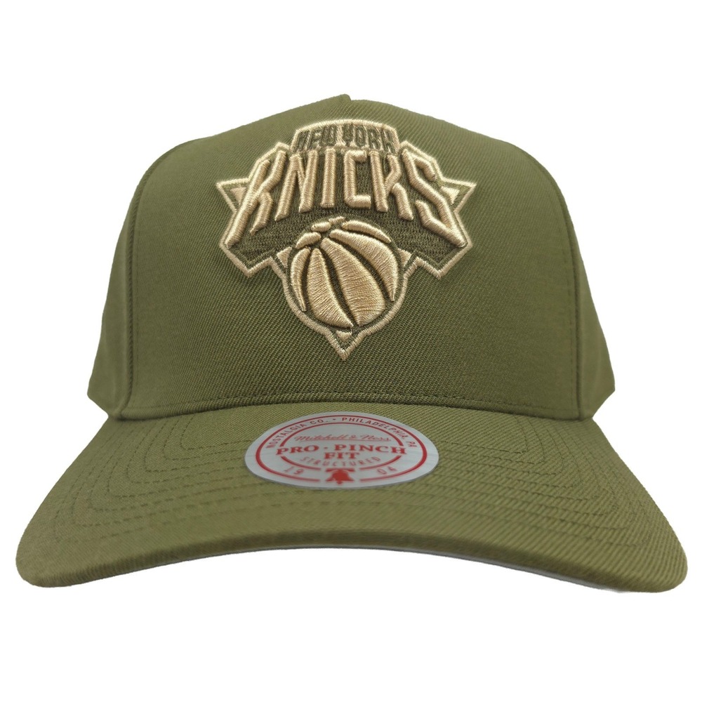NY Knicks Mitchell & Ness NBA Pro Fit Snapback Hat Cap 3D Logo Olive NWT